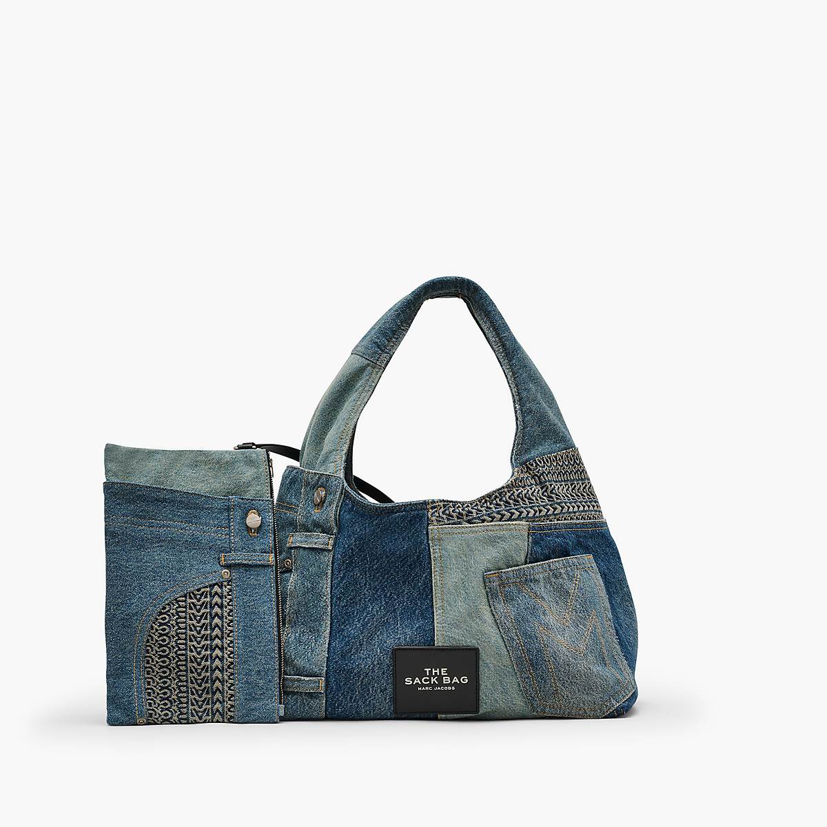 Women Marc Jacobs Deconstructed Denim Sack Shoulder Bags Indigo Multicolor | UK MJ1638-O95