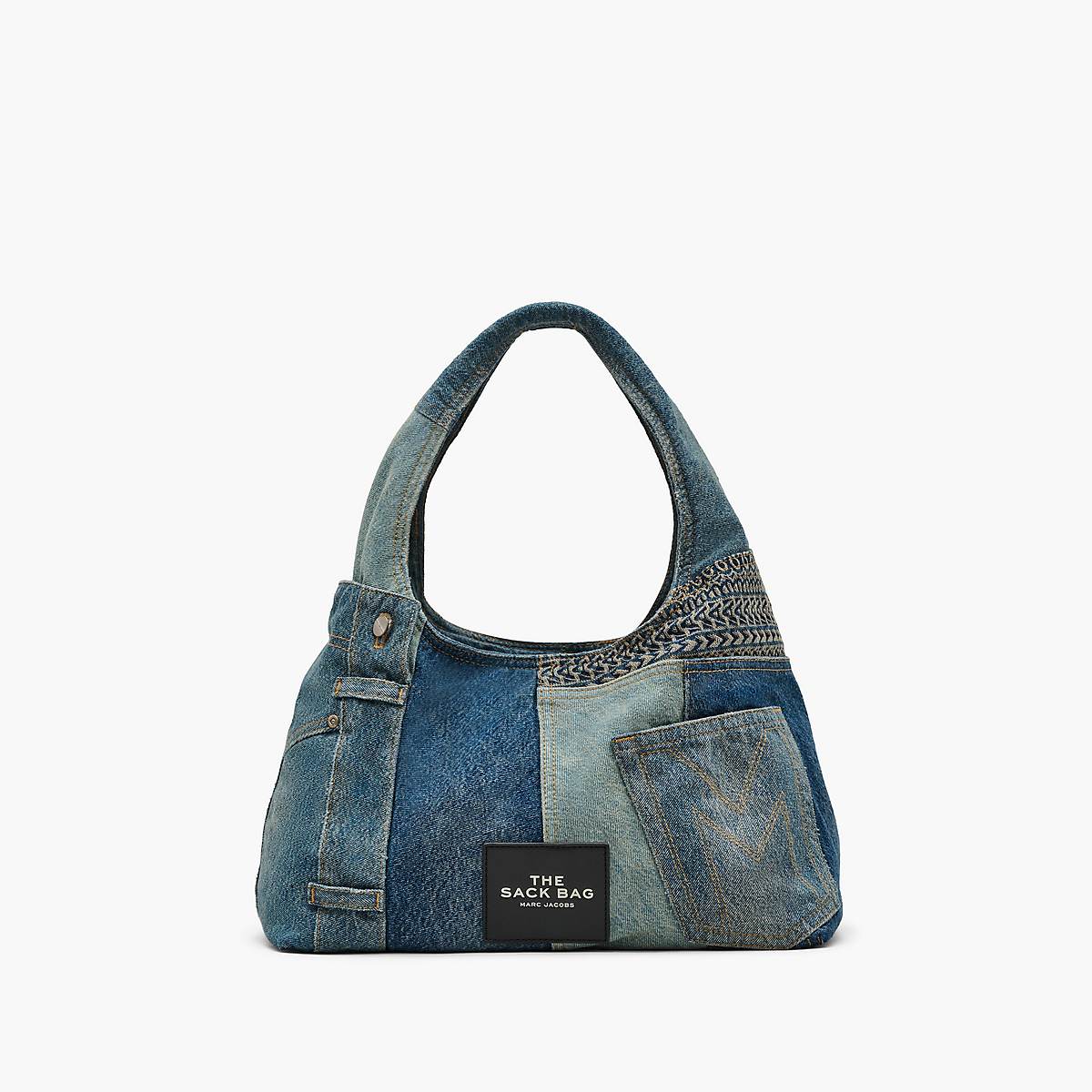 Women Marc Jacobs Deconstructed Denim Sack Shoulder Bags Indigo Multicolor | UK MJ1638-O95