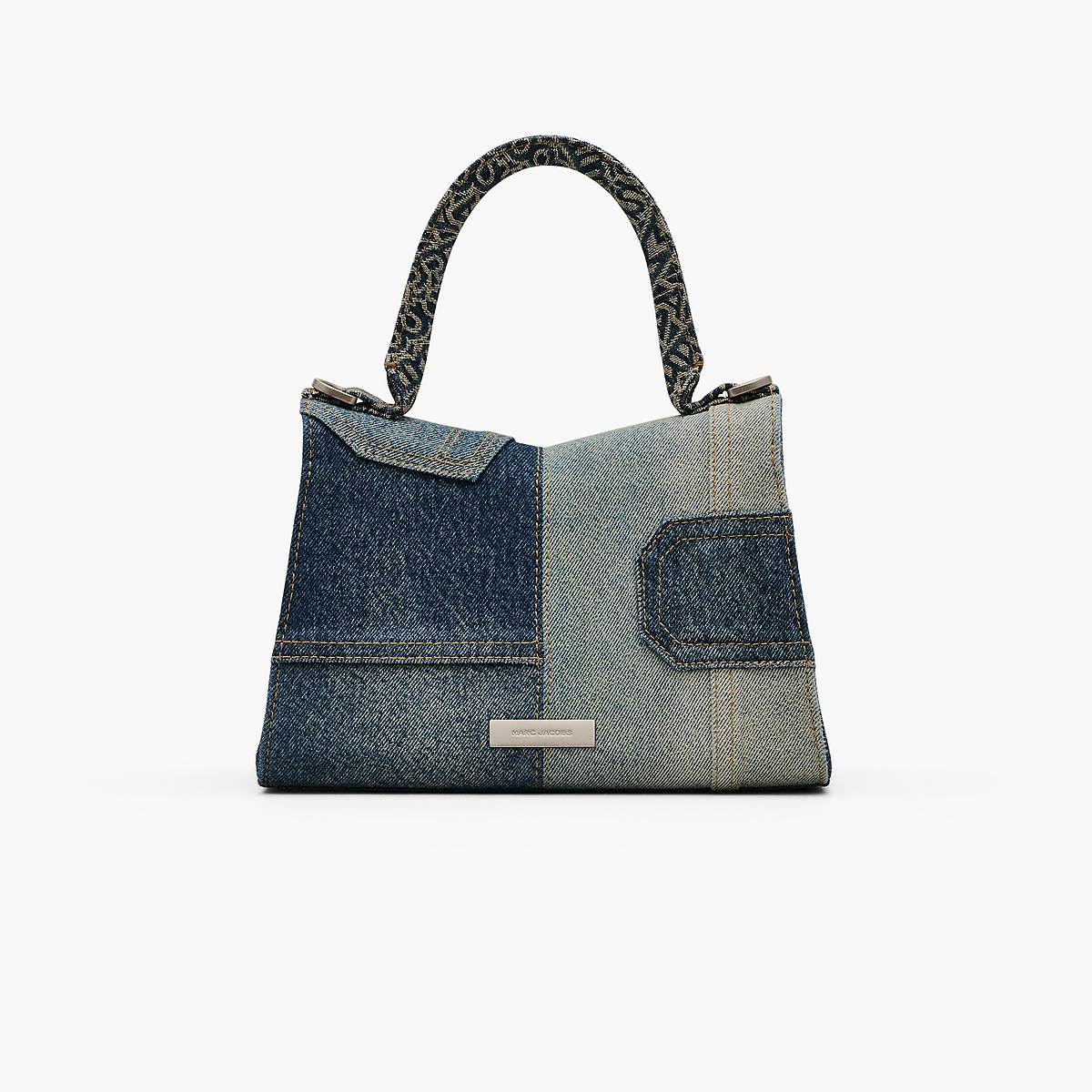 Women Marc Jacobs Deconstructed Denim St. Marc Top Handle Handbag Indigo Multicolor | UK MJ7859-U03