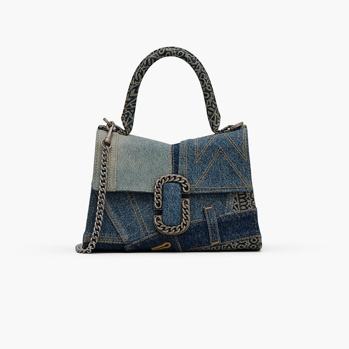 Women Marc Jacobs Deconstructed Denim St. Marc Top Handle Handbag Indigo Multicolor | UK MJ7859-U03