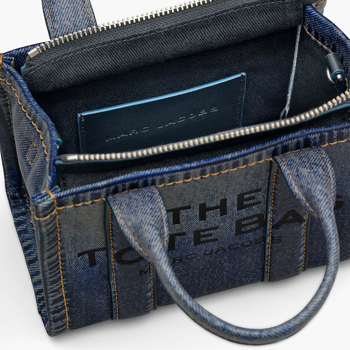 Women Marc Jacobs Denim-Printed Leather Crossbody Tote Bags Blue | UK MJ2689-N95