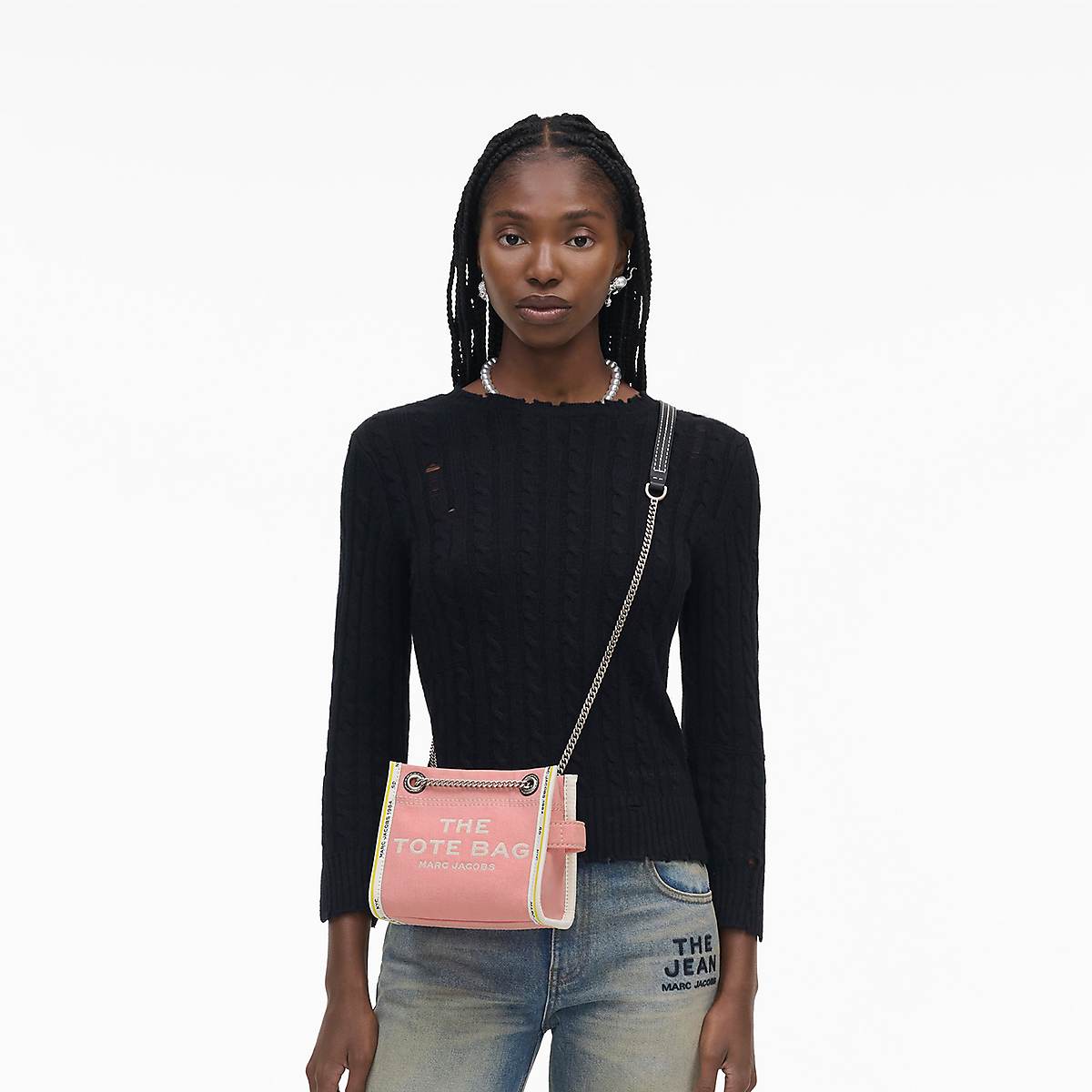 Women Marc Jacobs Denim Chain Crossbody Tote Bags Pink | UK MJ3569-K61