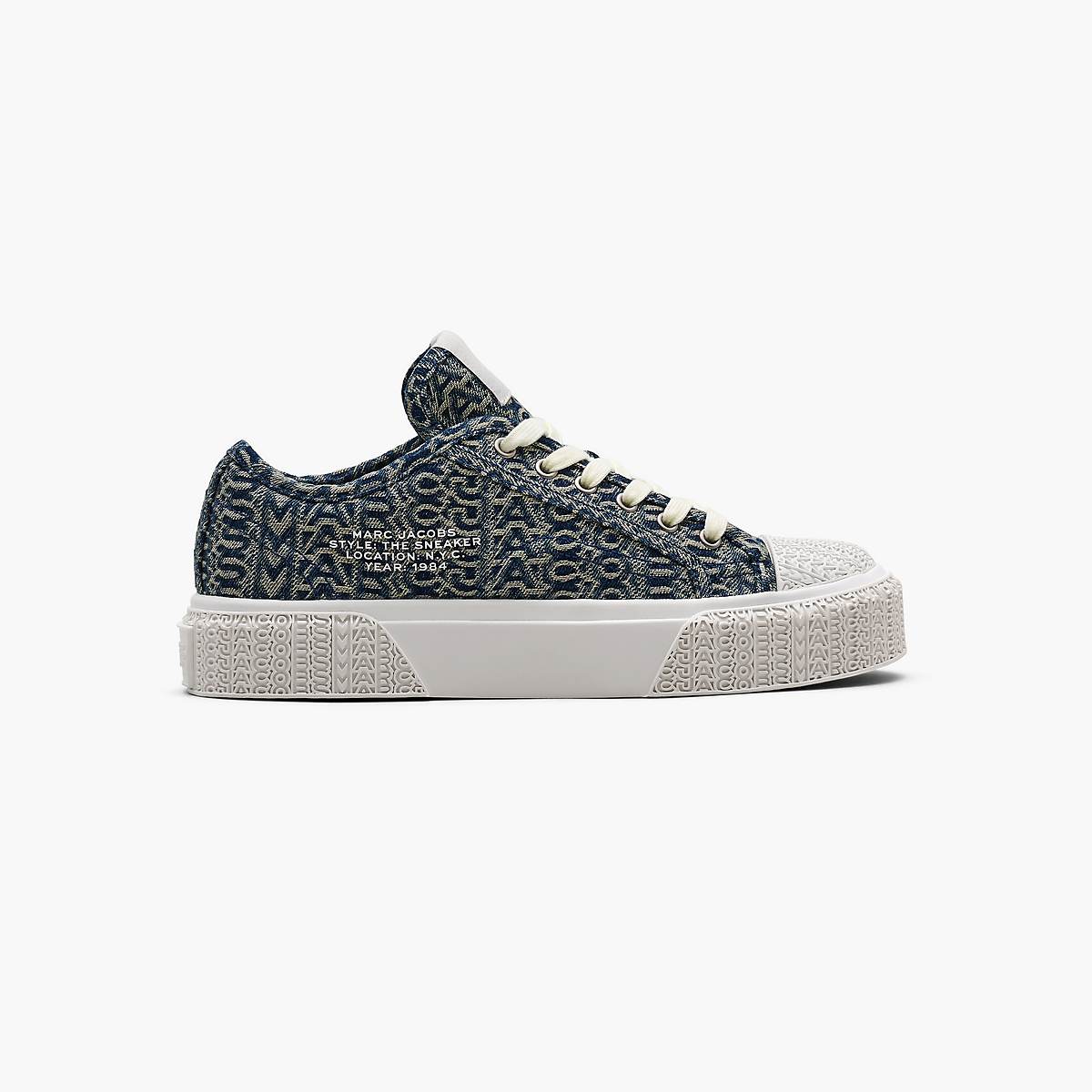 Women Marc Jacobs Denim Monogram Trainers Blue | UK MJ2137-A81