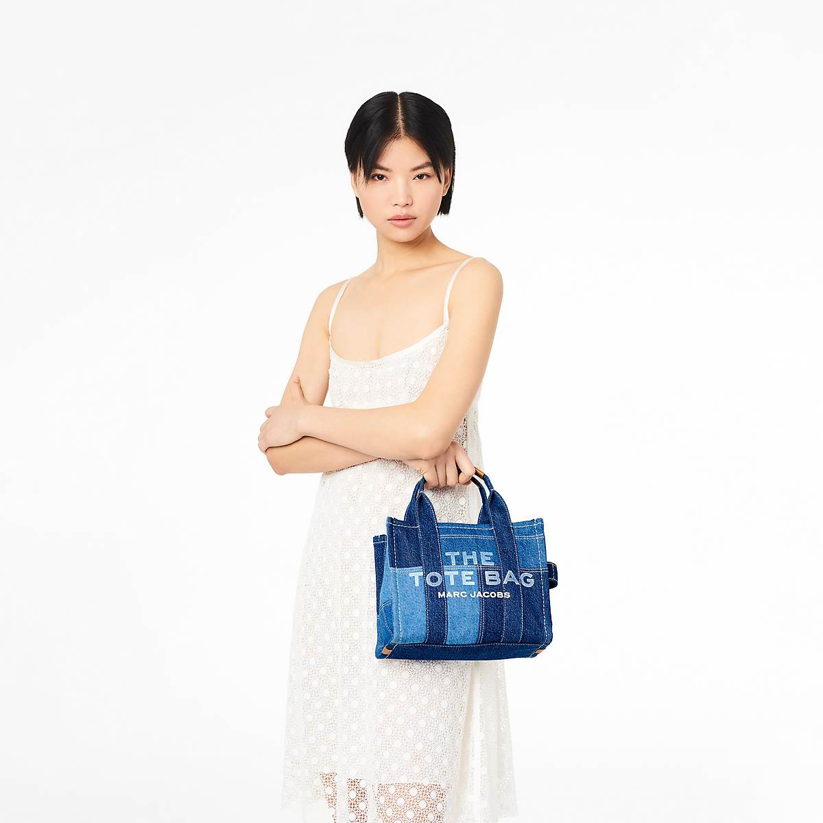 Women Marc Jacobs Denim Small Tote Bags Blue | UK MJ2754-L61