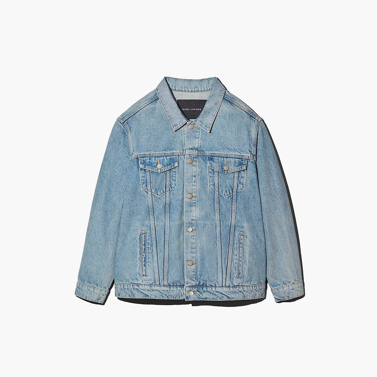 Women Marc Jacobs Denim Trucker Jackets Orange Blue | UK MJ7492-V27