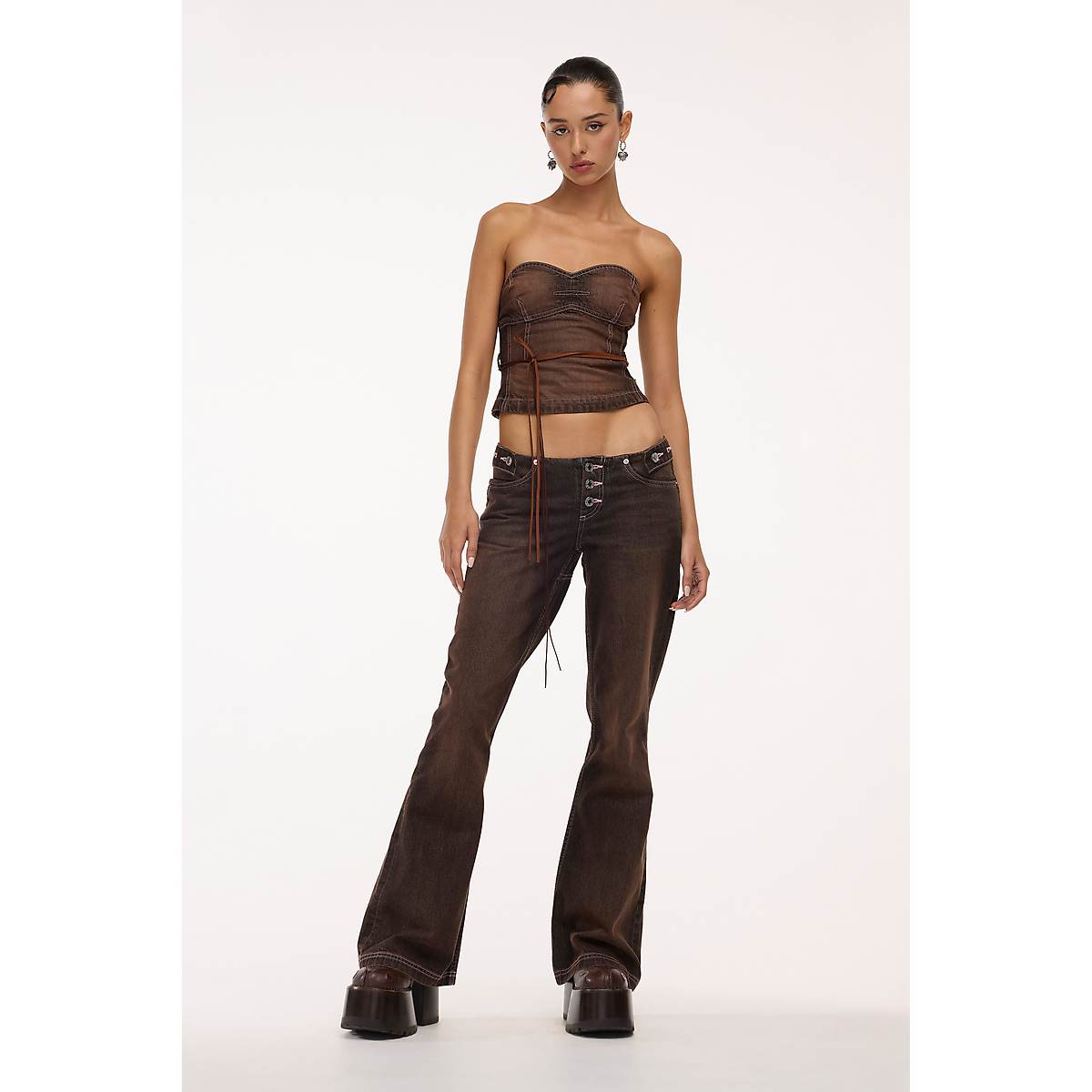 Women Marc Jacobs Detached Waistband Flared Jeans Brown | UK MJ3107-P52