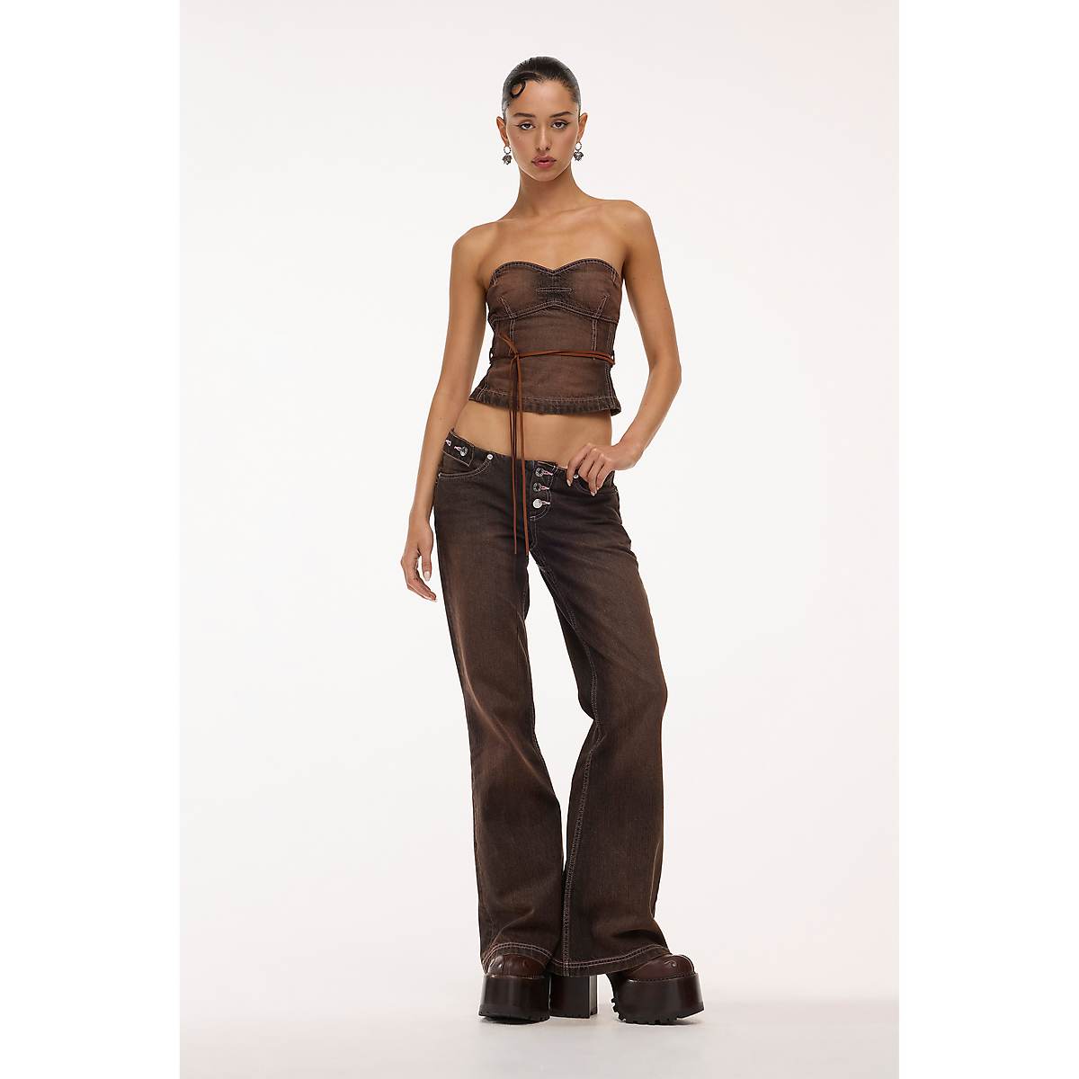 Women Marc Jacobs Detached Waistband Flared Jeans Brown | UK MJ3107-P52