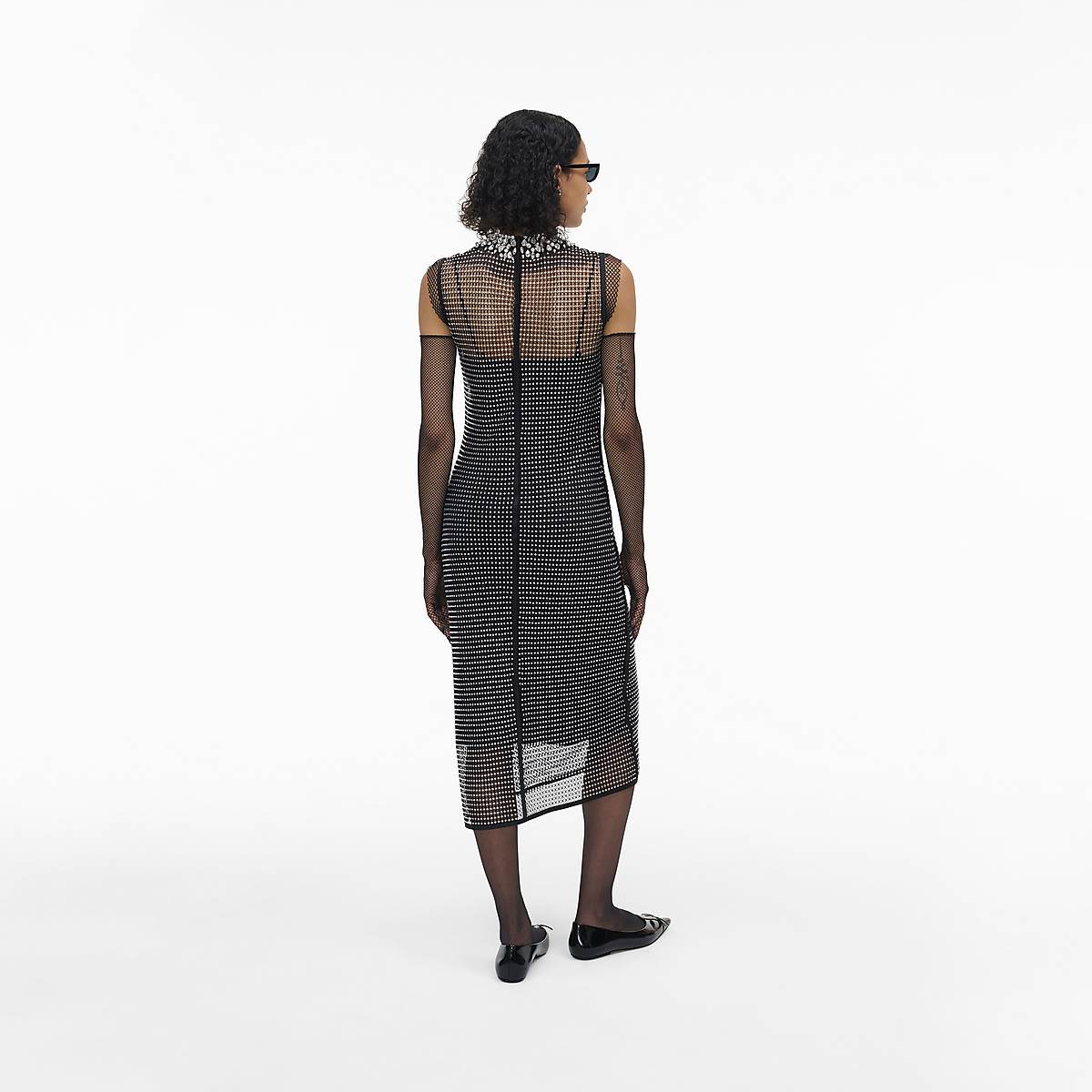 Women Marc Jacobs Diamond Fishnet Dress Black | UK MJ1479-A35