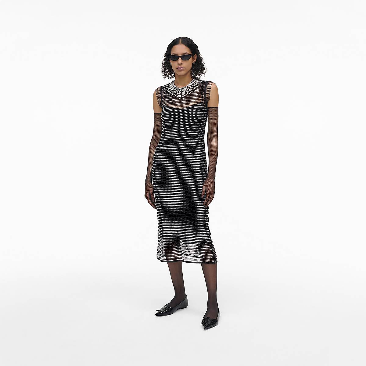 Women Marc Jacobs Diamond Fishnet Dress Black | UK MJ1479-A35