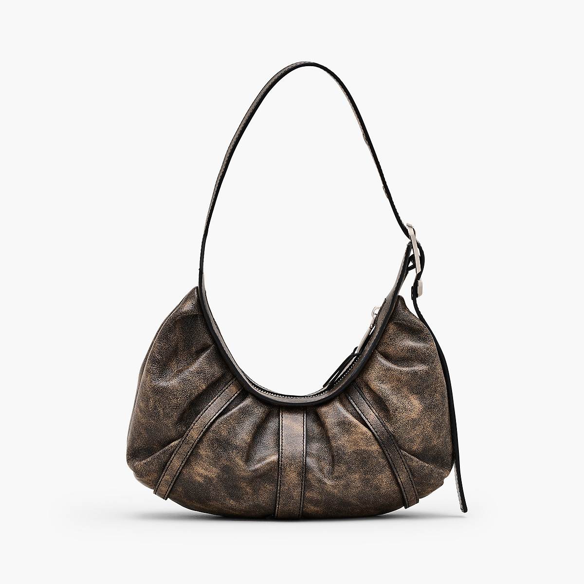 Women Marc Jacobs Distressed Leather Buckle Shoulder Bags Brown | UK MJ1370-J43