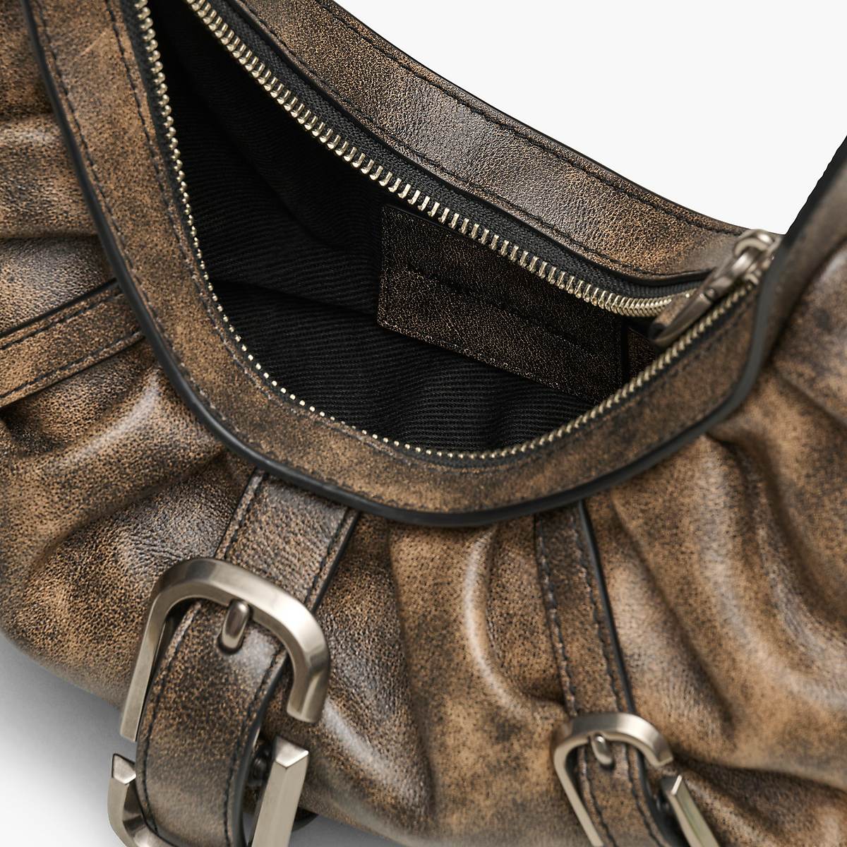 Women Marc Jacobs Distressed Leather Buckle Shoulder Bags Brown | UK MJ1370-J43