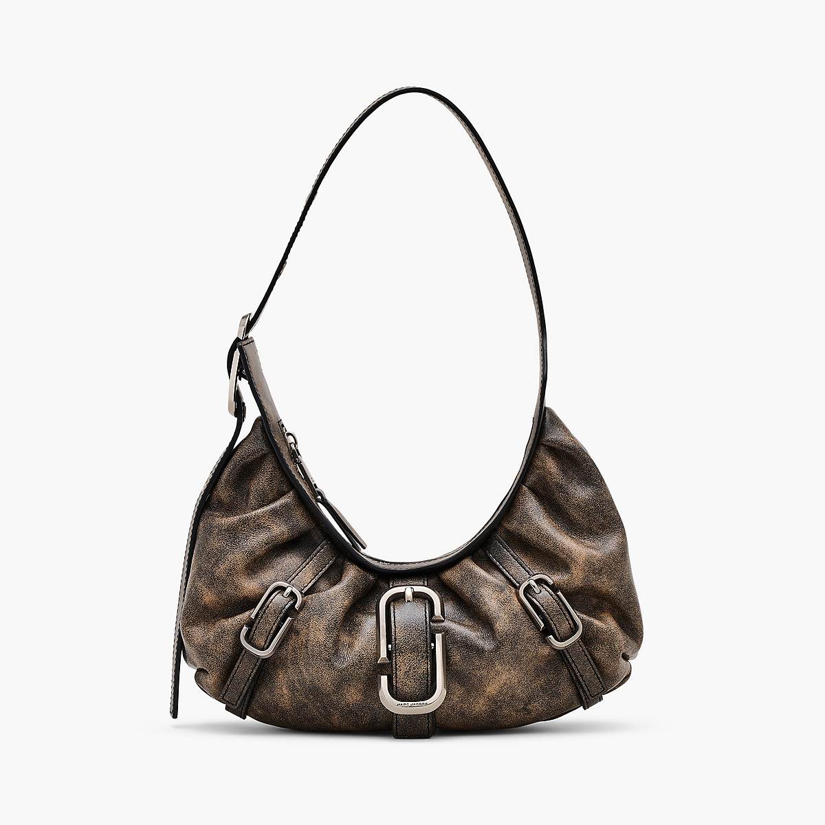 Women Marc Jacobs Distressed Leather Buckle Shoulder Bags Brown | UK MJ1370-J43