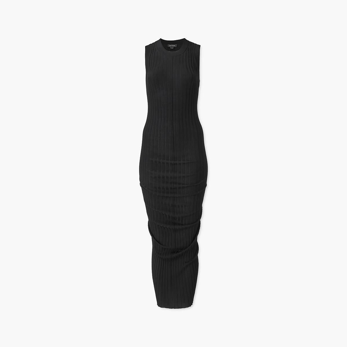 Women Marc Jacobs Fine Ribbed Merino Twisted Dress Black | UK MJ2739-P90