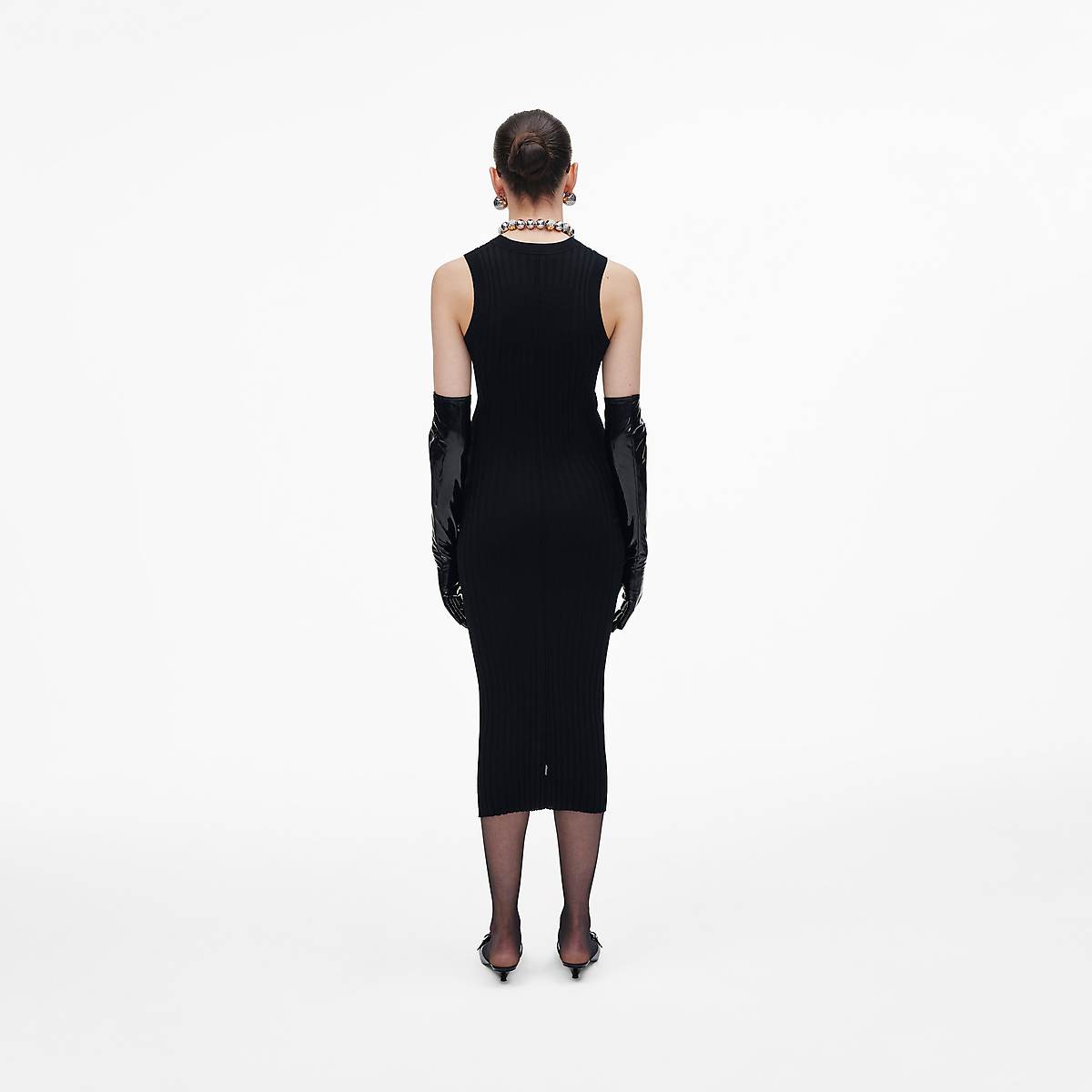 Women Marc Jacobs Fine Ribbed Merino Twisted Dress Black | UK MJ2739-P90