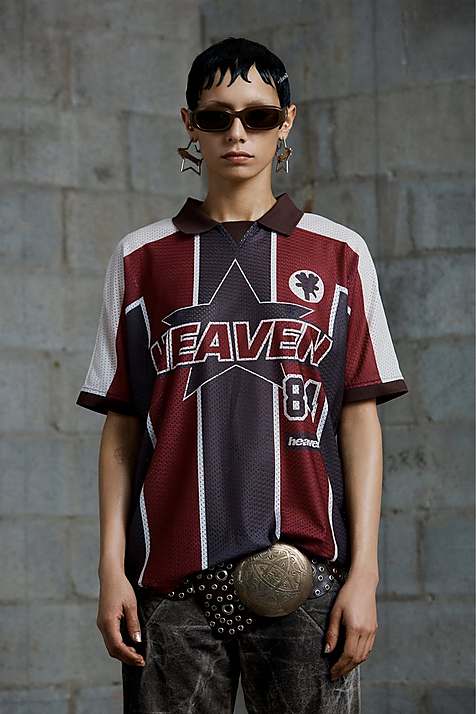 Women Marc Jacobs Football Jersey T-Shirt Red / Brown | UK MJ6197-G79