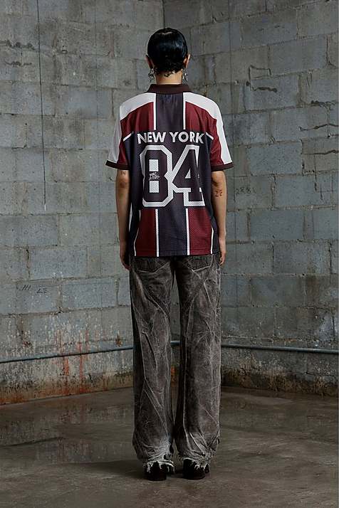 Women Marc Jacobs Football Jersey T-Shirt Red / Brown | UK MJ6197-G79