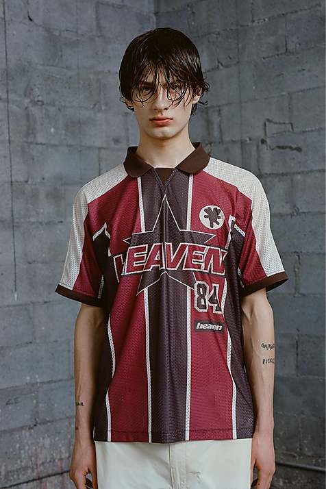 Women Marc Jacobs Football Jersey T-Shirt Red / Brown | UK MJ6197-G79