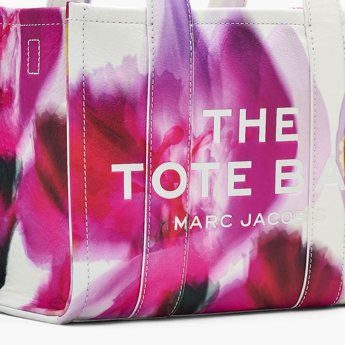 Women Marc Jacobs Future Floral Leather Small Tote Bags White Multicolor | UK MJ9063-Z42