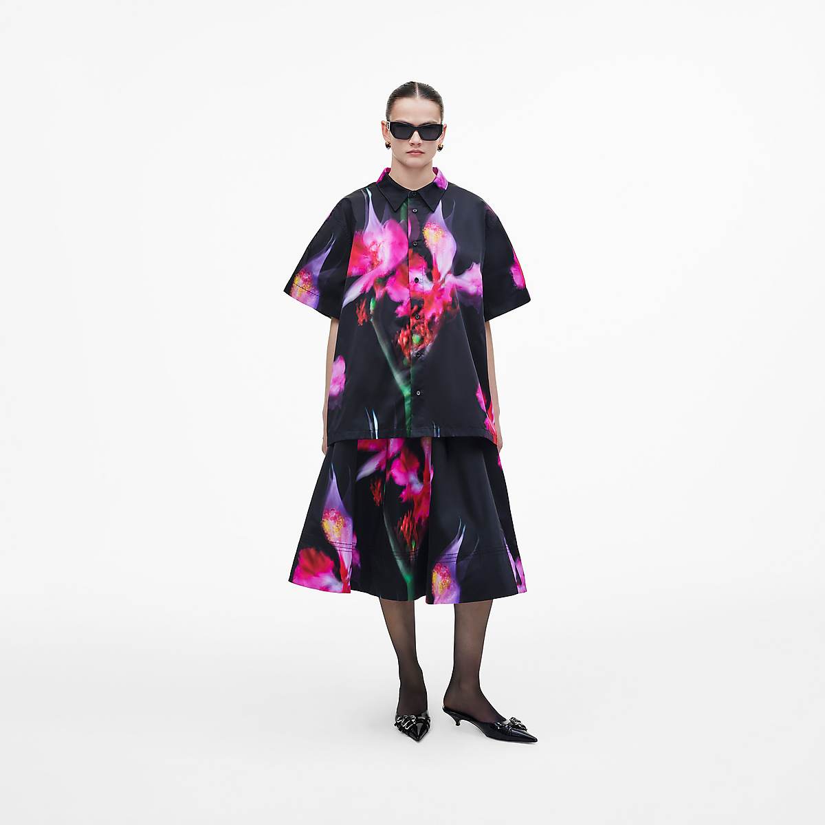 Women Marc Jacobs Future Floral Oversized Shirts Black Multicolor | UK MJ5087-E13