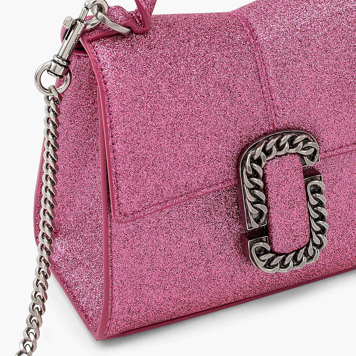 Women Marc Jacobs Galactic Glitter St. Marc Mini Top Handle Handbag Pink | UK MJ0326-L28