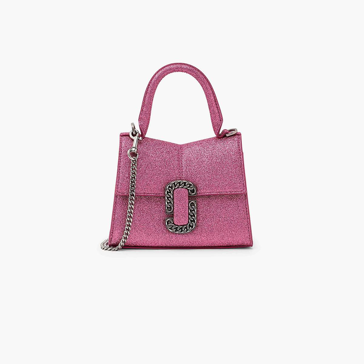 Women Marc Jacobs Galactic Glitter St. Marc Mini Top Handle Handbag Pink | UK MJ0326-L28