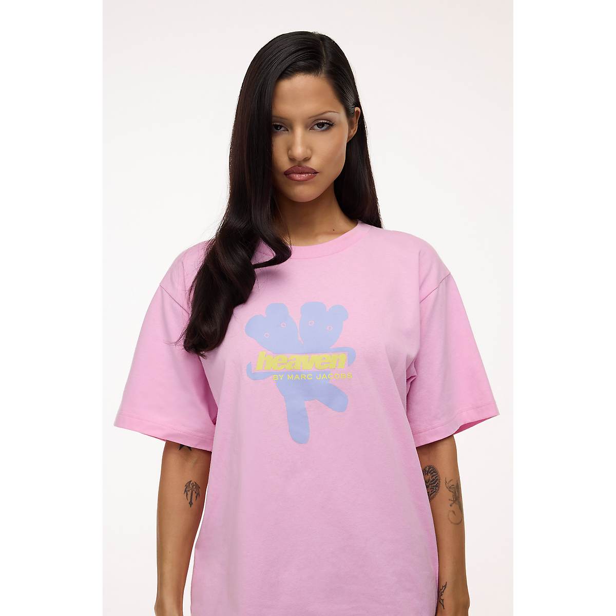 Women Marc Jacobs Heaven Logo T-Shirt Pink | UK MJ1465-H07