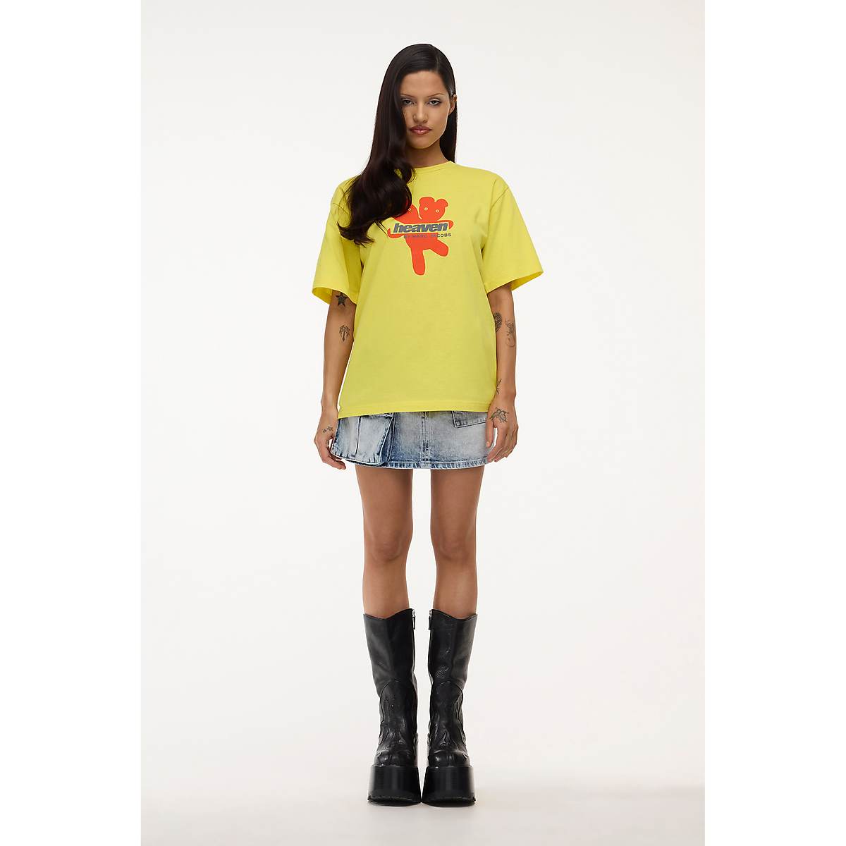 Women Marc Jacobs Heaven Logo T-Shirt Yellow | UK MJ7169-G25