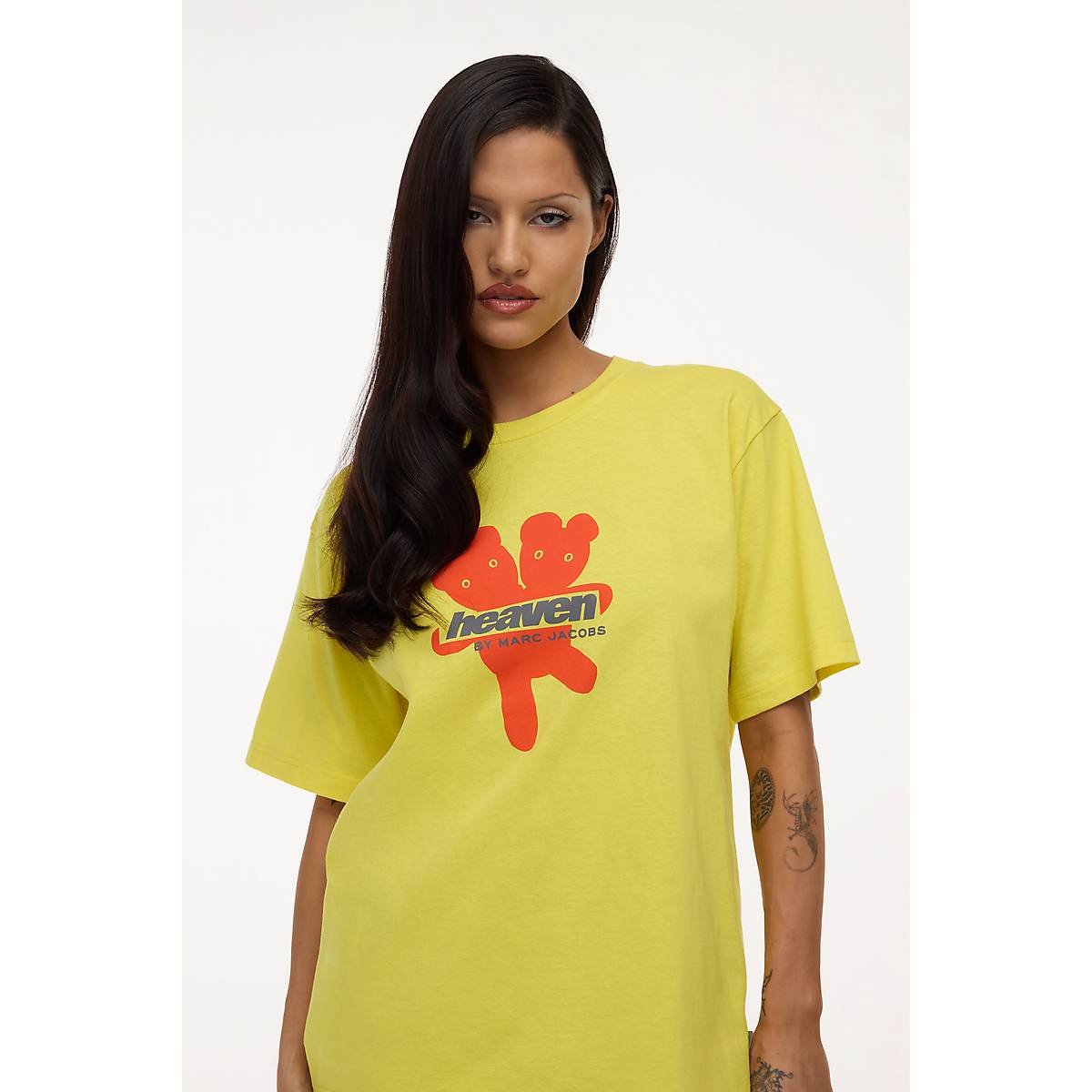 Women Marc Jacobs Heaven Logo T-Shirt Yellow | UK MJ7169-G25