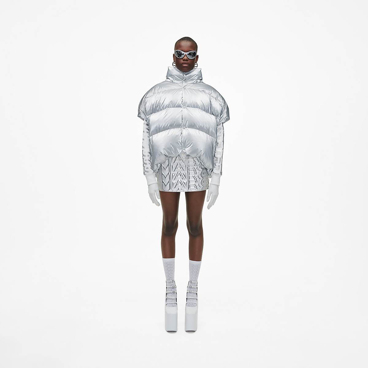 Women Marc Jacobs Hooded Puffer Vest Silver | UK MJ9753-L67