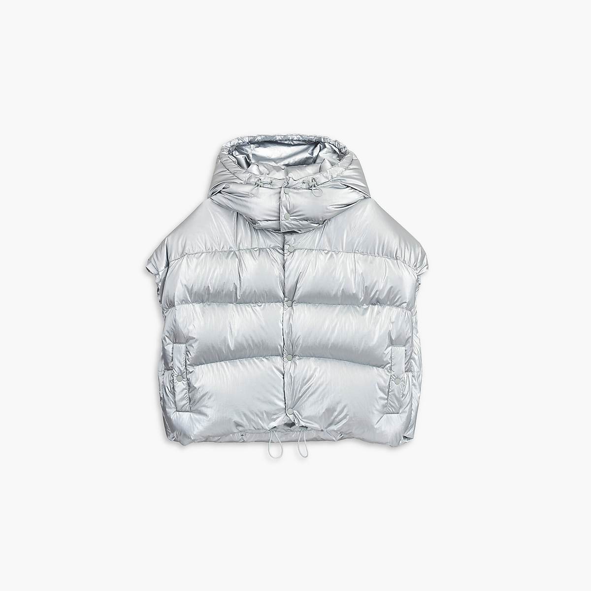 Women Marc Jacobs Hooded Puffer Vest Silver | UK MJ9753-L67