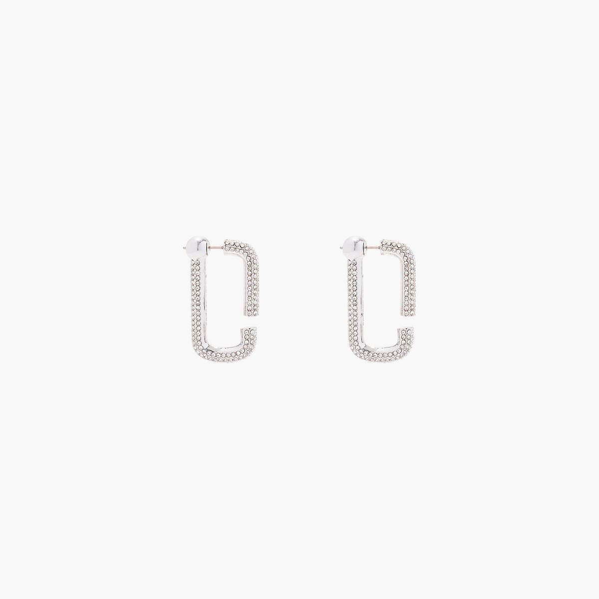 Women Marc Jacobs J Marc Crystal Hoops Earrings Silver | UK MJ9637-A87