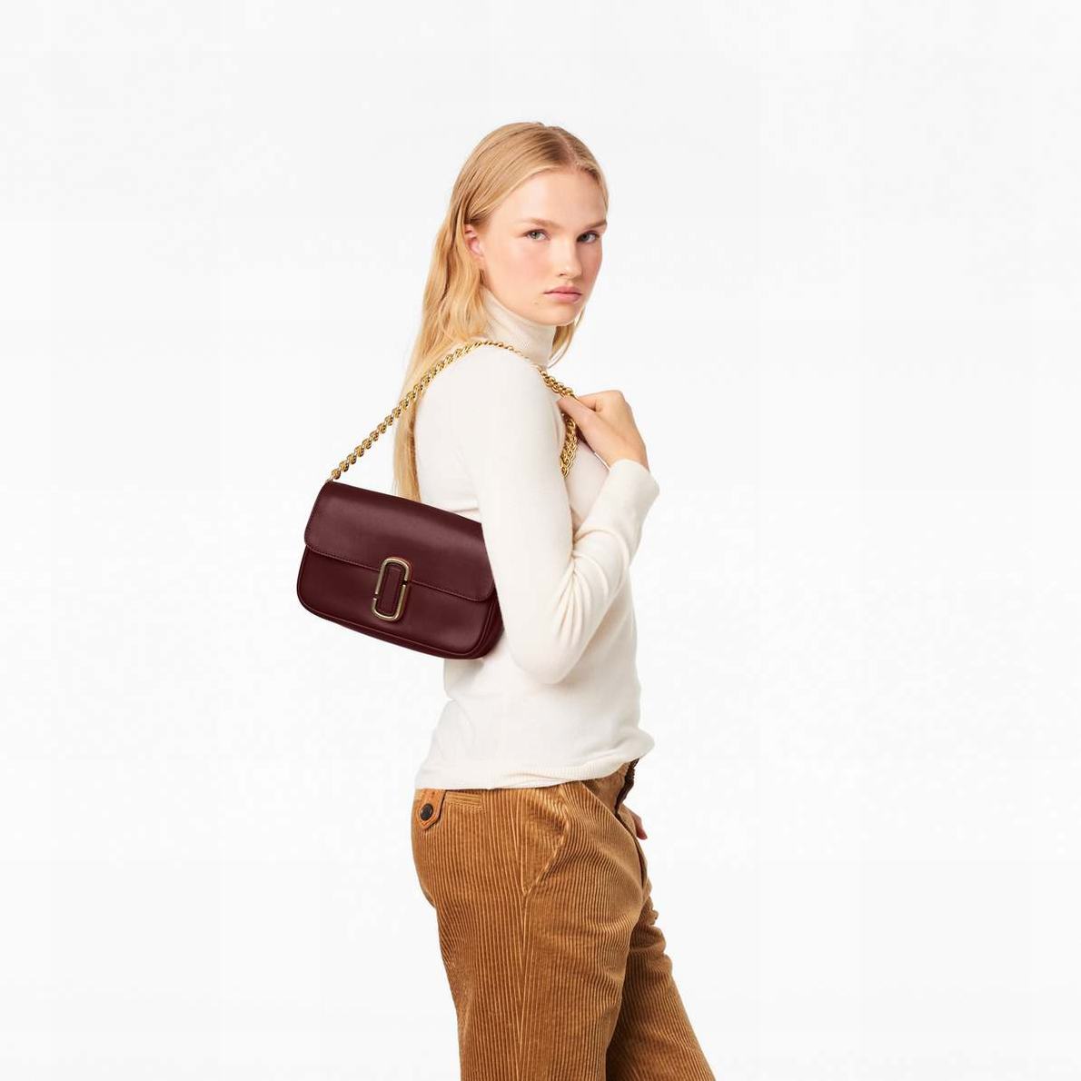 Women Marc Jacobs J Marc Shoulder Bags Burgundy | UK MJ9675-Q29