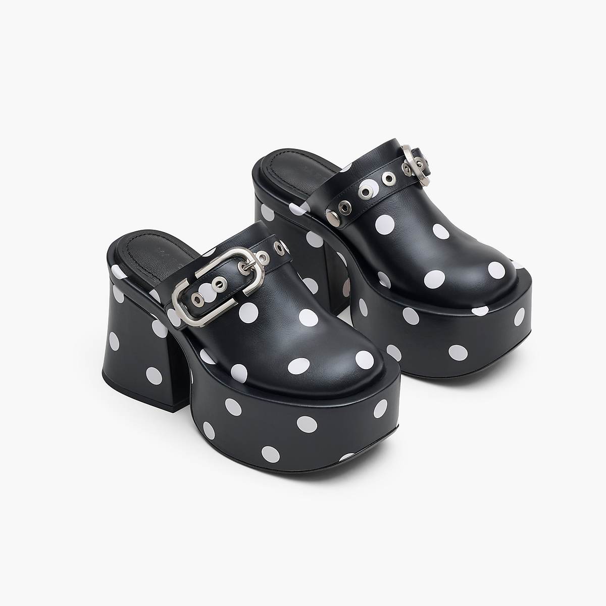 Women Marc Jacobs J Marc Spots Clog Heels Black / White | UK MJ9142-T74