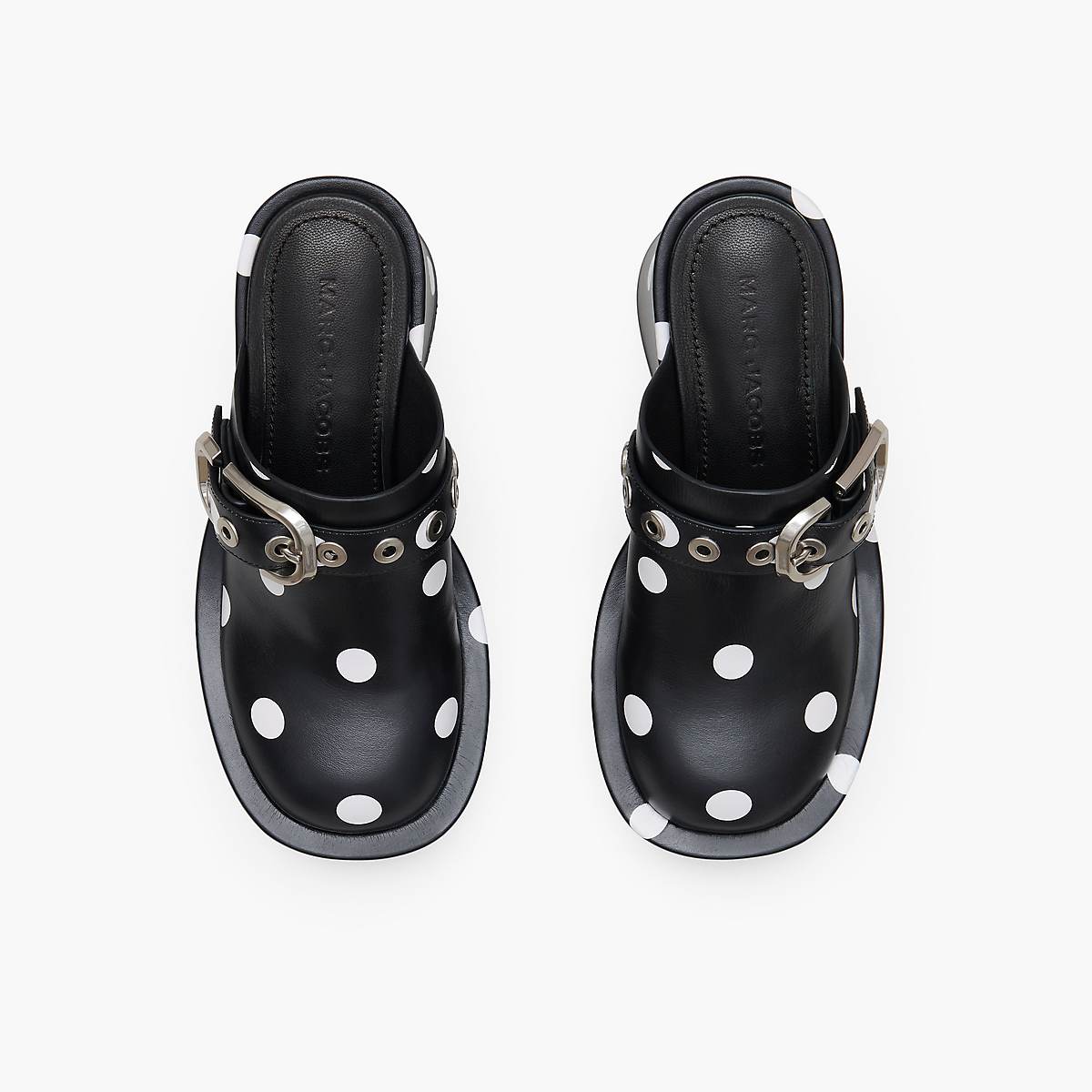 Women Marc Jacobs J Marc Spots Clog Heels Black / White | UK MJ9142-T74