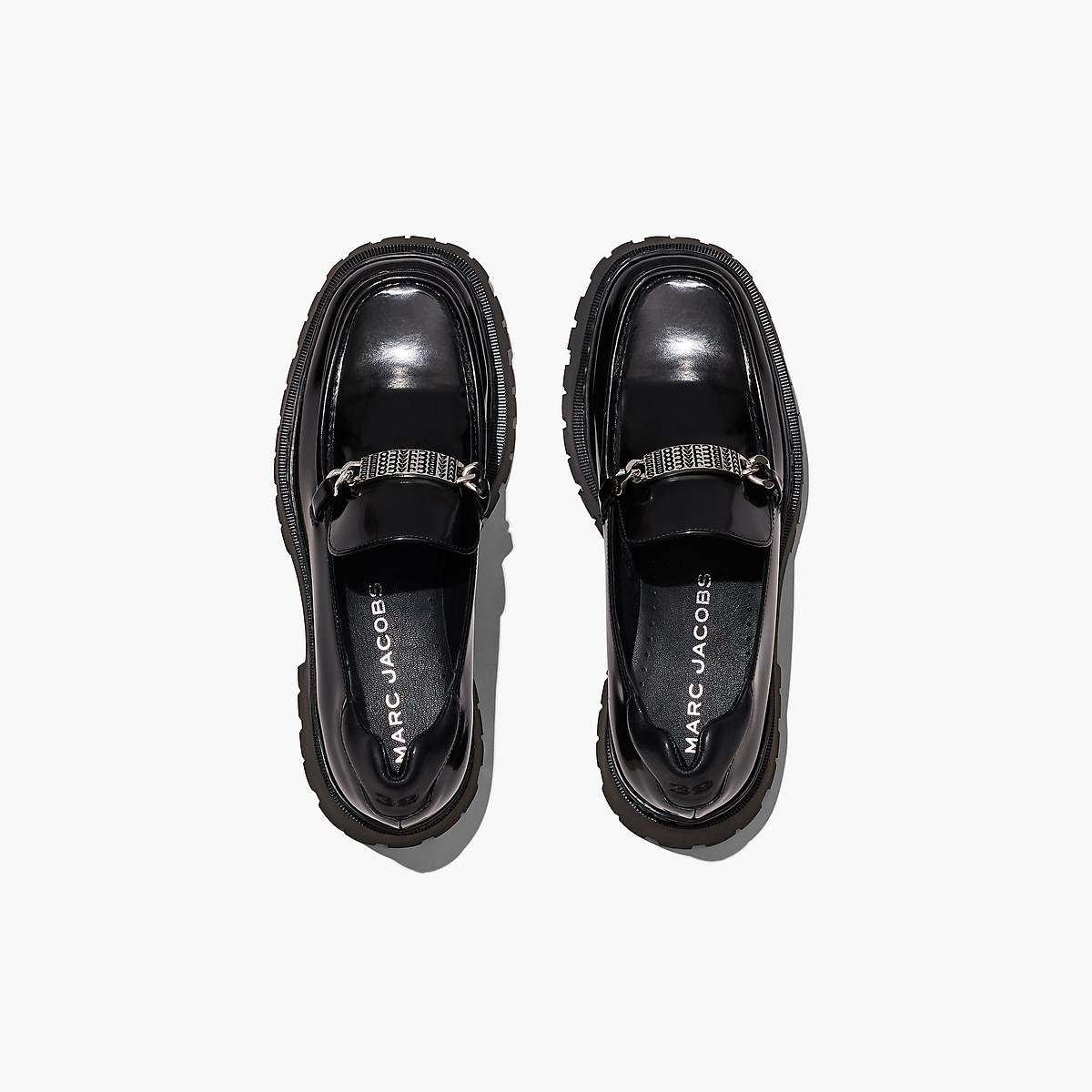 Women Marc Jacobs Leather Barcode Monogram Loafers Black | UK MJ6938-D94