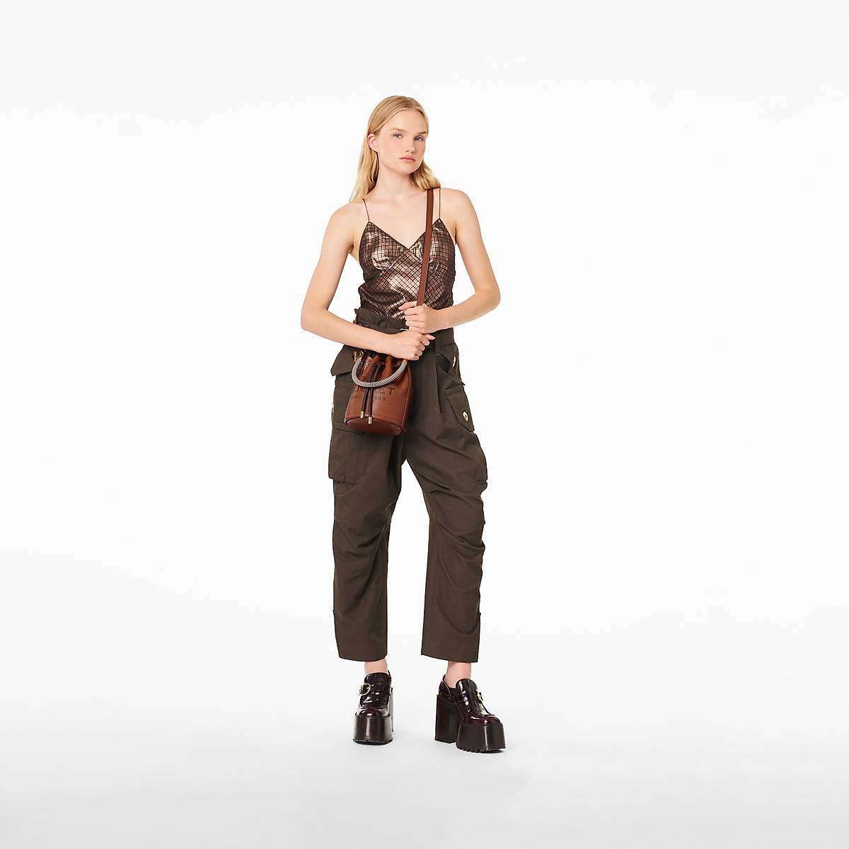 Women Marc Jacobs Leather Bucket Bags Brown | UK MJ9485-B51