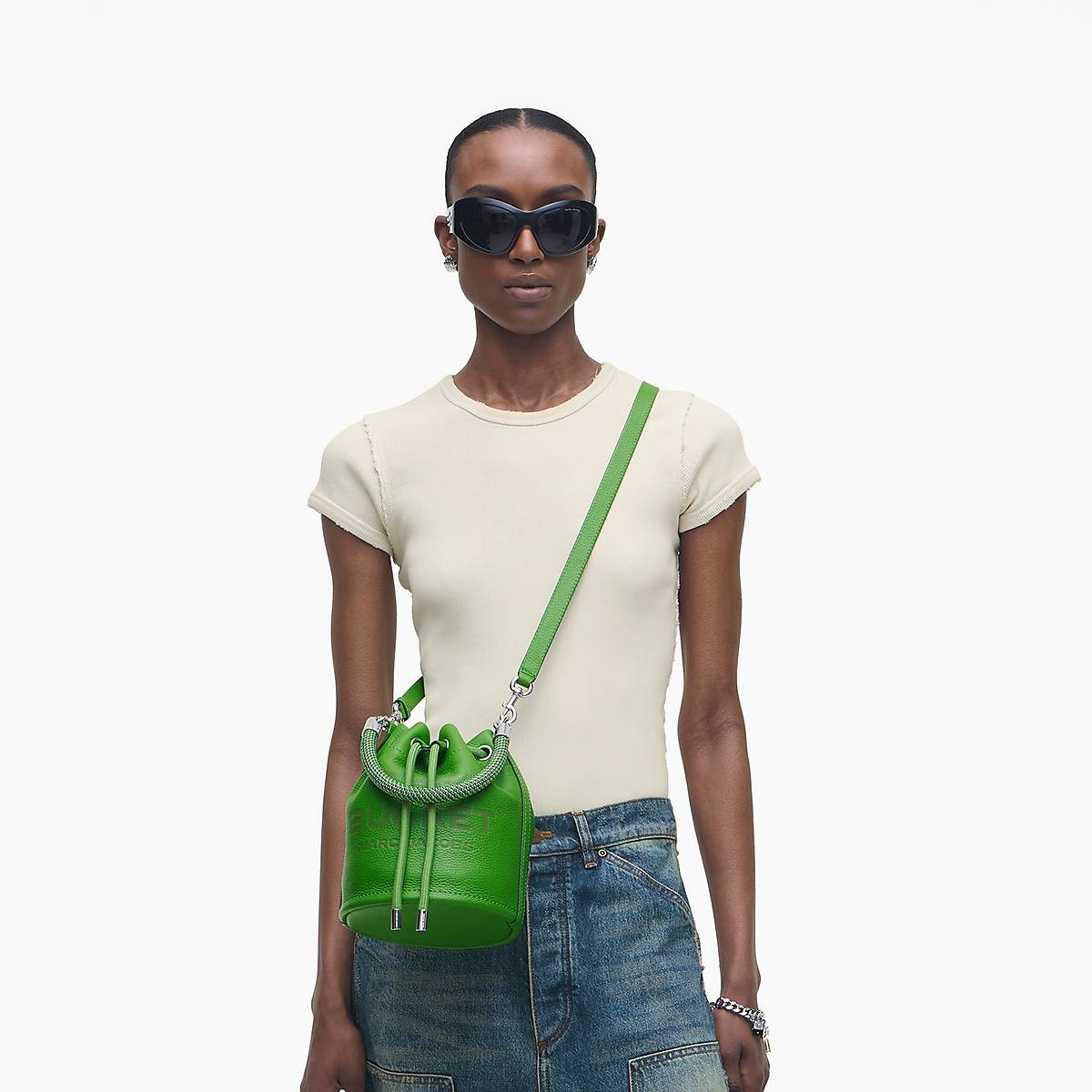 Women Marc Jacobs Leather Bucket Bags Green | UK MJ3075-R59