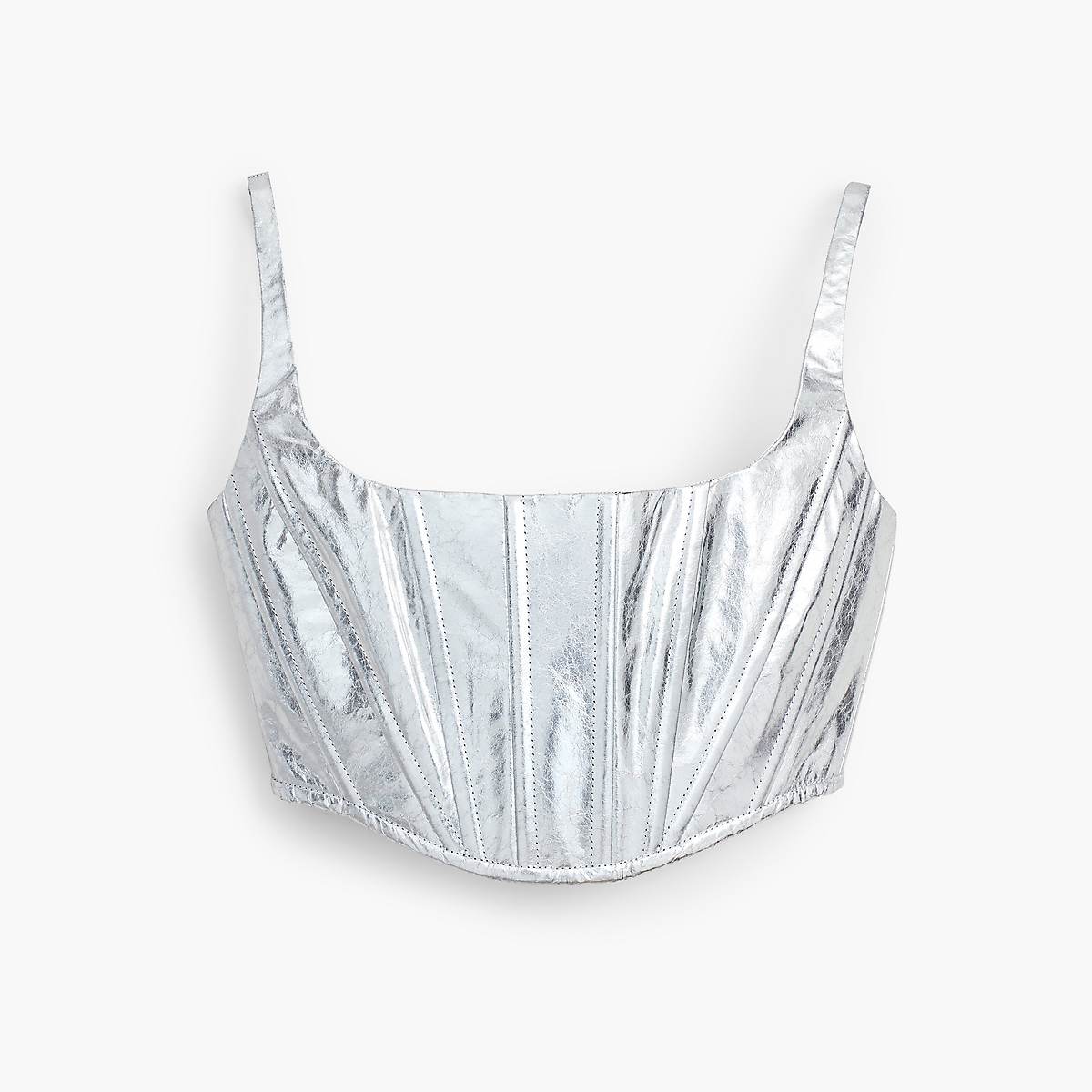 Women Marc Jacobs Leather Bustier Tops Silver | UK MJ6582-J25