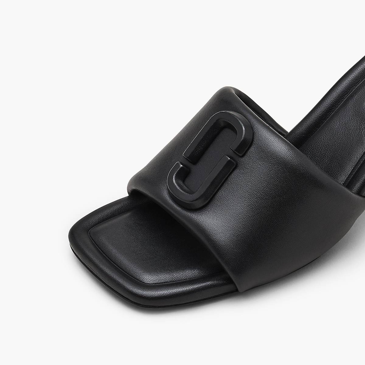 Women Marc Jacobs Leather J Marc Heeled Sandals Black | UK MJ9327-E14