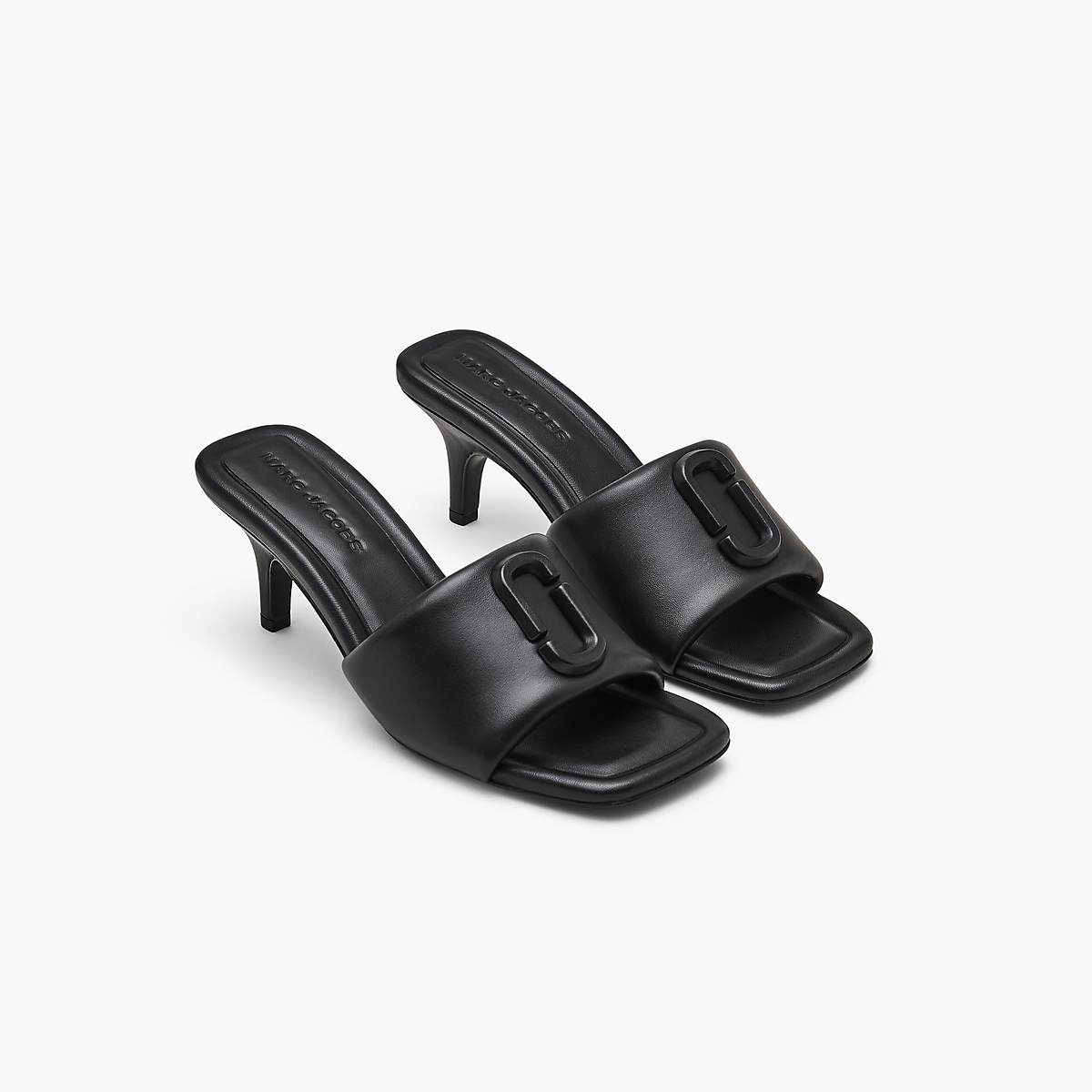 Women Marc Jacobs Leather J Marc Heeled Sandals Black | UK MJ9327-E14