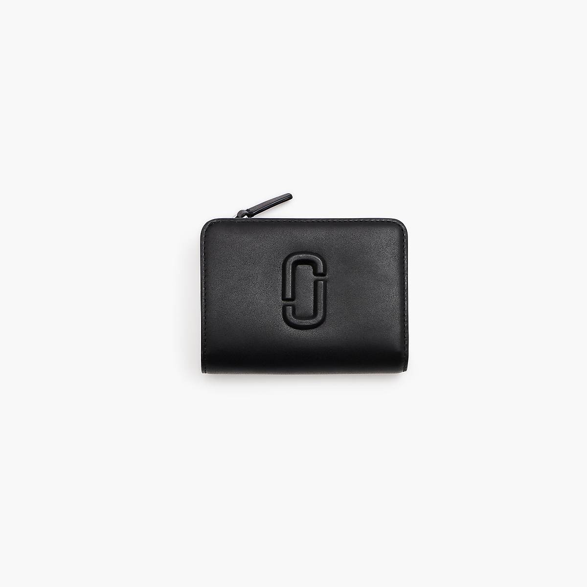 Women Marc Jacobs Leather J Marc Mini Compact Wallets Black | UK MJ1508-K26