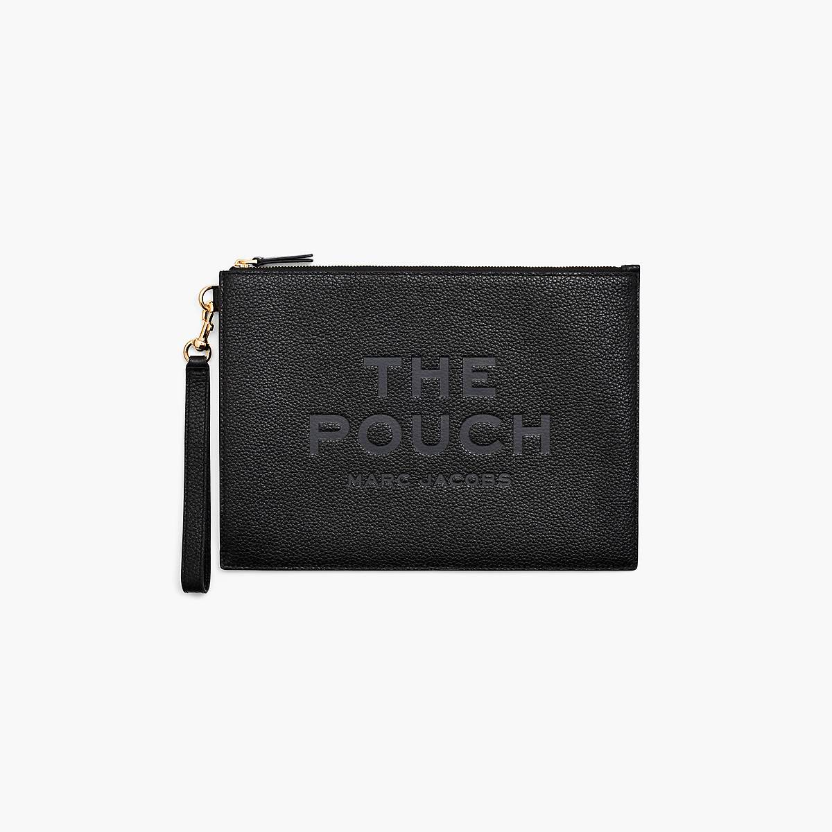 Women Marc Jacobs Leather Large Pouch Wallets Black | UK MJ6971-U59