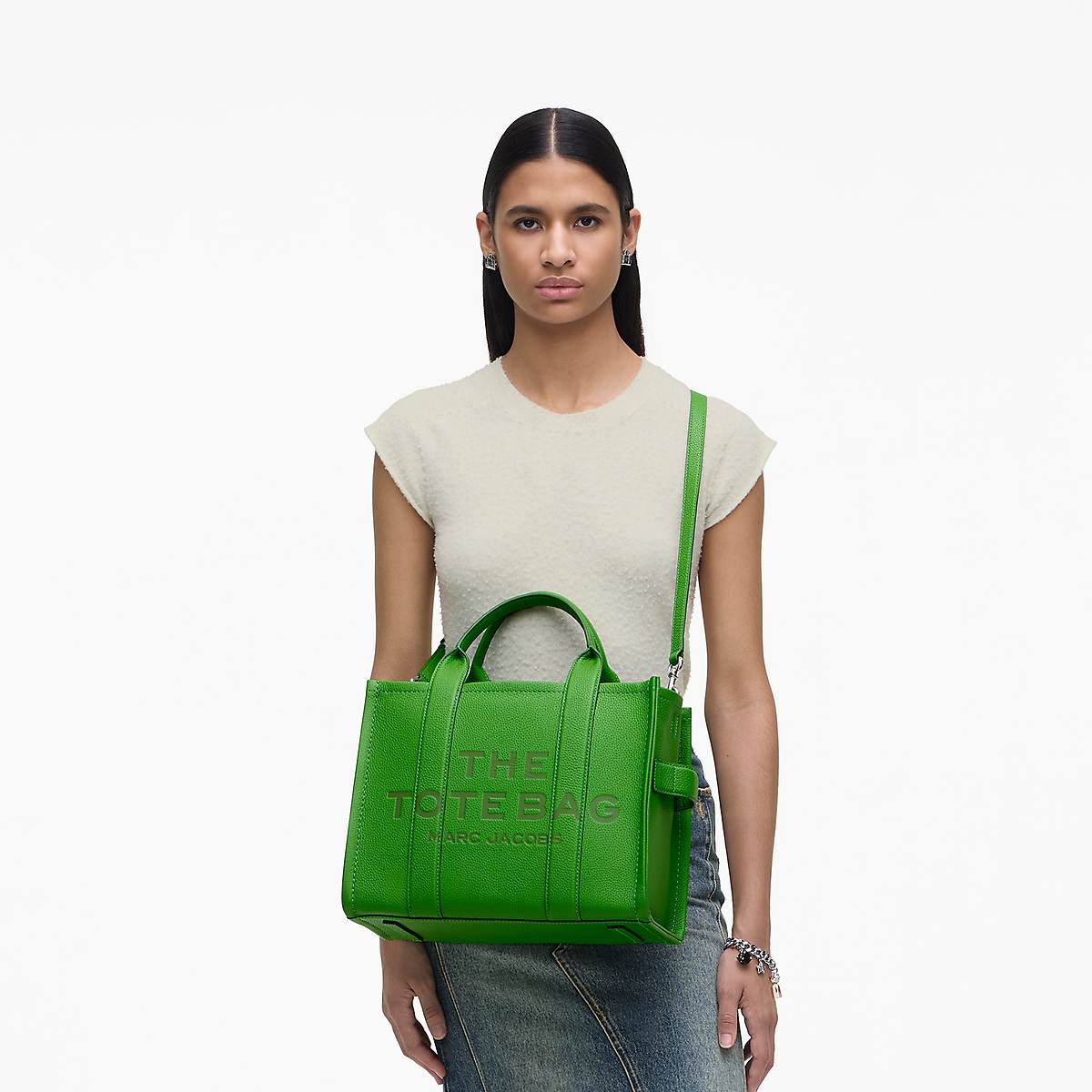 Women Marc Jacobs Leather Medium Tote Bags Green | UK MJ5317-O46