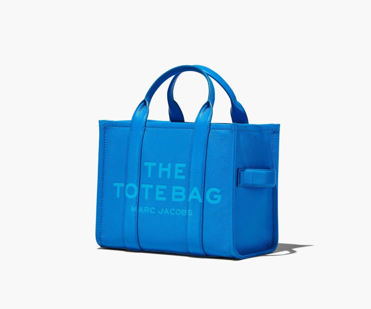 Women Marc Jacobs Leather Medium Tote Bags Blue | UK MJ6439-H21