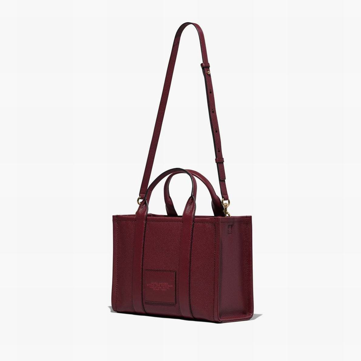 Women Marc Jacobs Leather Medium Tote Bags Burgundy | UK MJ0398-B06