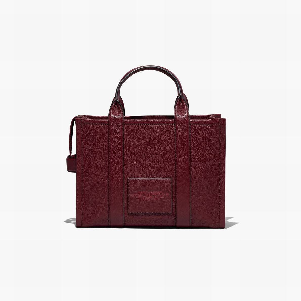 Women Marc Jacobs Leather Medium Tote Bags Burgundy | UK MJ0398-B06