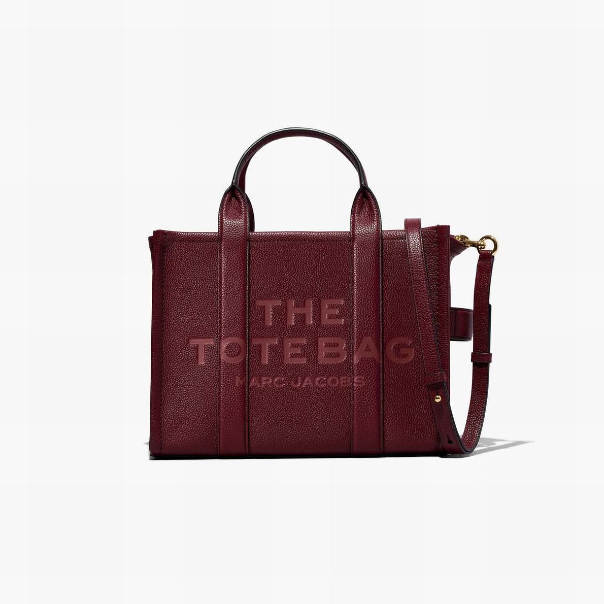 Women Marc Jacobs Leather Medium Tote Bags Burgundy | UK MJ0398-B06