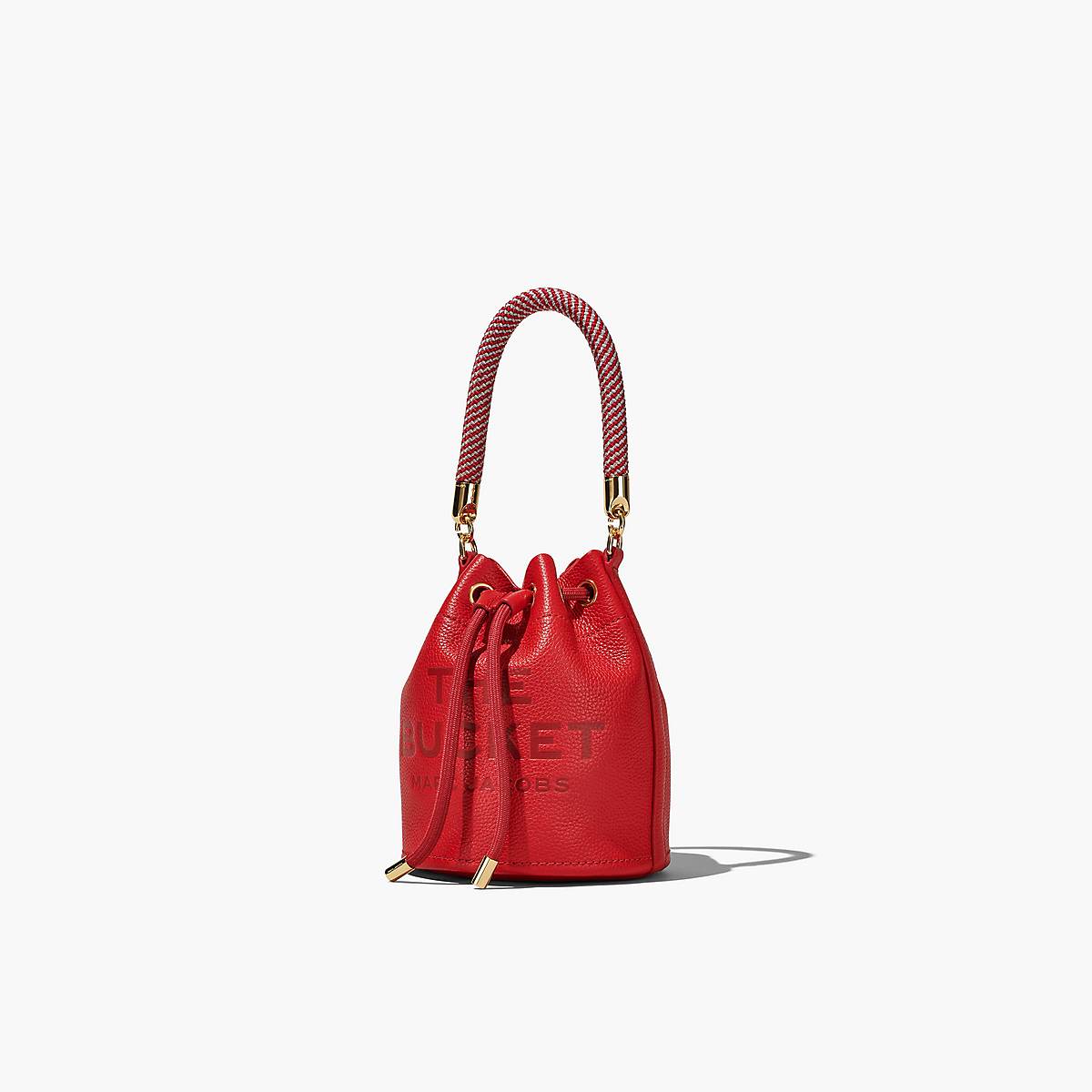 Women Marc Jacobs Leather Mini Bucket Bags Red | UK MJ8209-Z83