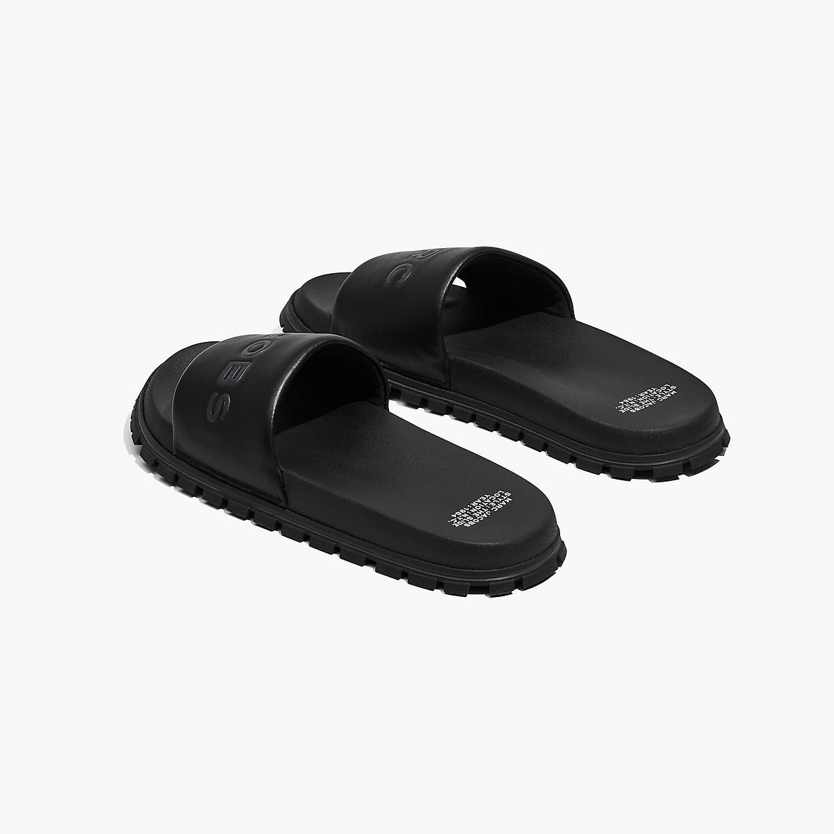 Women Marc Jacobs Leather Slides Black | UK MJ5701-M89