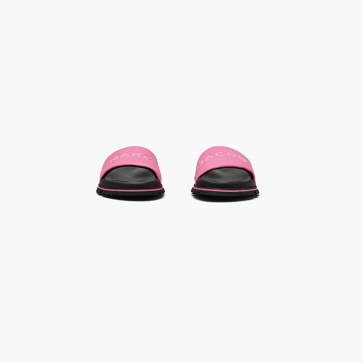 Women Marc Jacobs Leather Slides Pink | UK MJ4695-B94